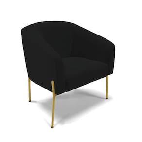 Cadeira Sala De Jantar Pé De Ferro Dourado Stella Linho D03 - D`rossi Cor Preto