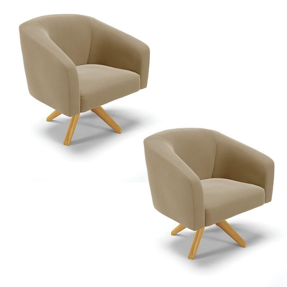 Cadeira Sala De Jantar Giratória Ma30 Kit 2 Stella Suede D03 - D`rossi Cor Marrom Rato