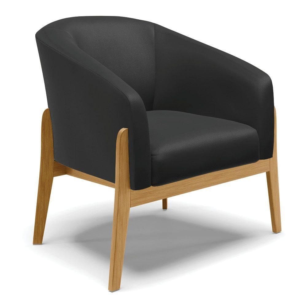 Cadeira Sala De Jantar Base De Madeira Stella Sintético D03 - D`rossi Cor Preto