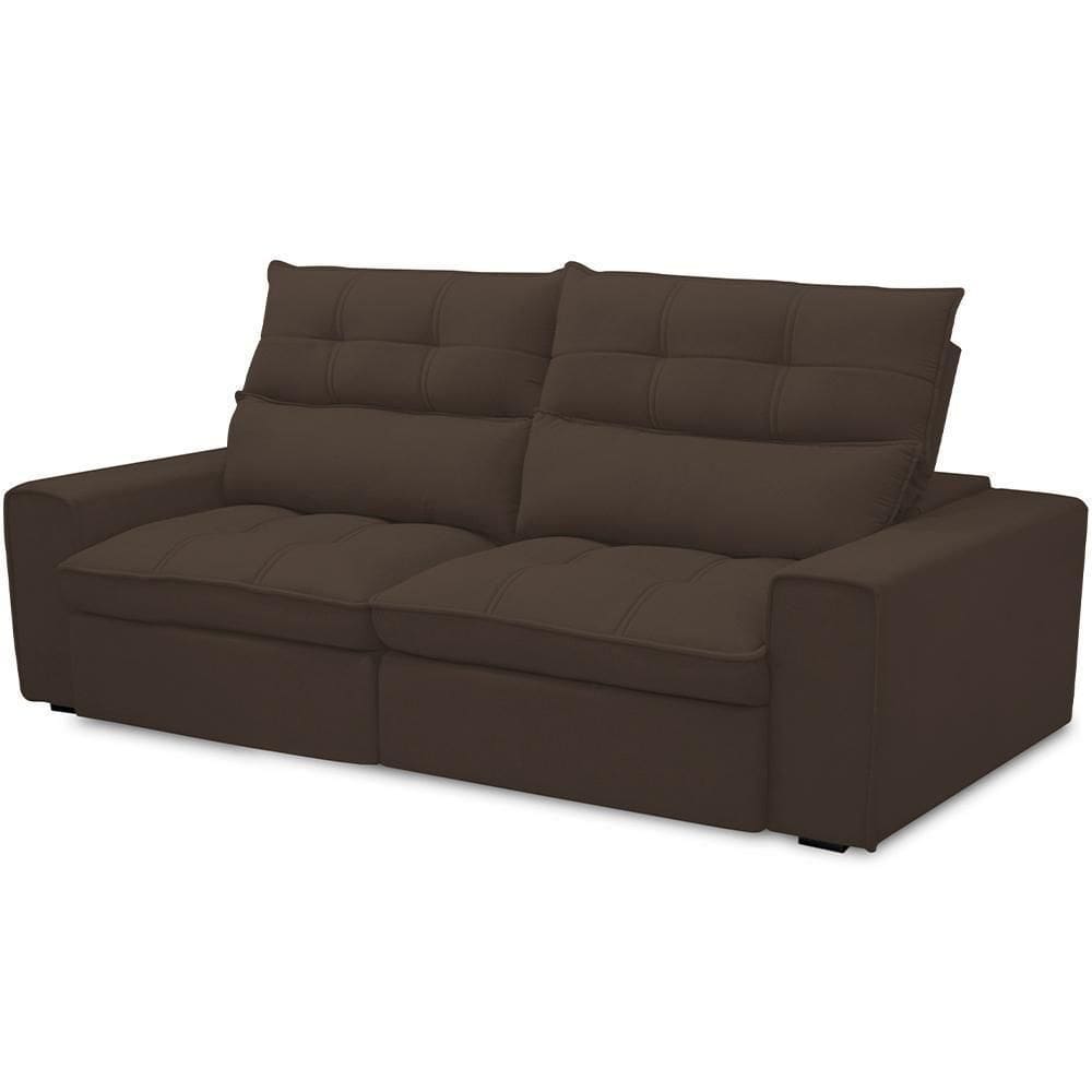 Sofá Retrátil Reclinável Para Sala De Estar Living 210cm Dimas F04 Veludo Marrom