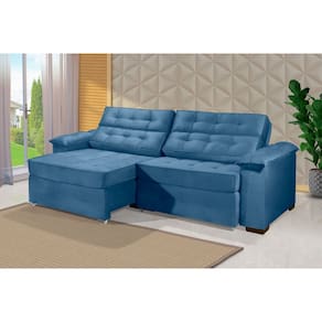 Sofá Retrátil e Reclinável 2,30m ESTILO ESTOFADOS - PARIS 2 módulos com Velusoft D33 "AZUL"