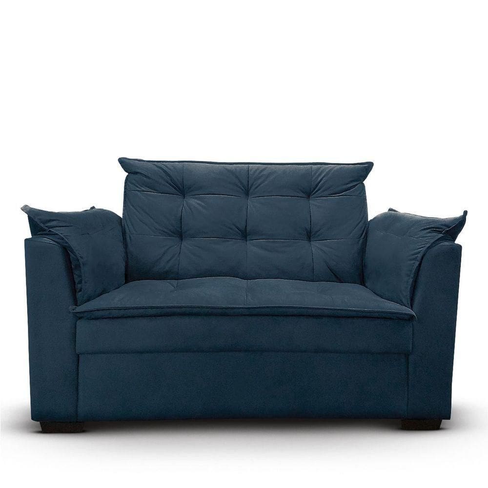 Sofá 2 Lugares Para Sala Moderno Confortável Stella Suede Cor:azul Marinho