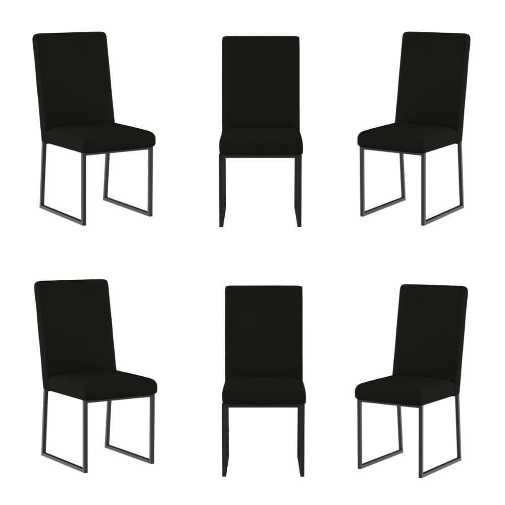 Kit 6 Cadeiras Para Mesa De Jantar Base Industrial Preto Balaqui Preto