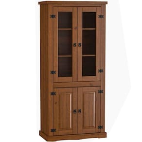 Estante Cristaleira 4 Portas Com Vidro 100% Madeira Imperial Imbuia Fosco