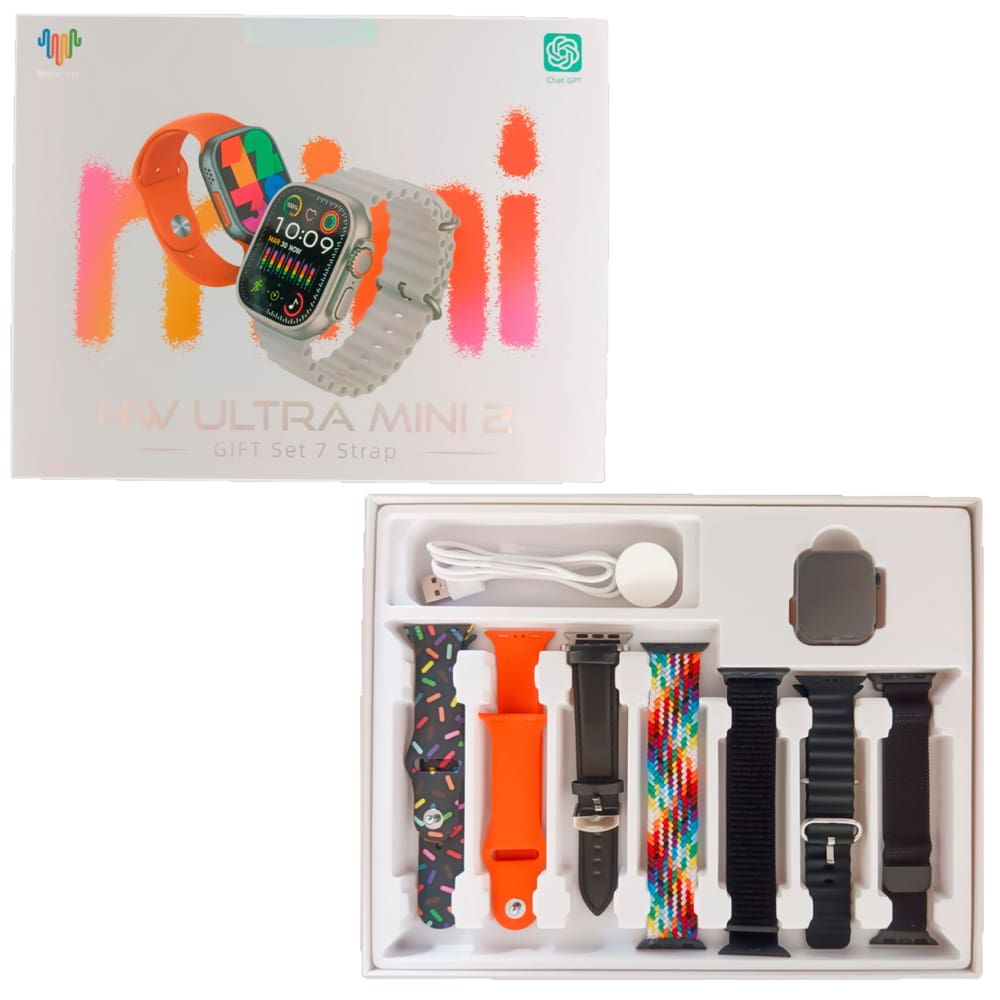 Smartwatch Hw Ultra Mini 2 Serie 9 Chat GPT 41mm 7 Pulseiras NFC