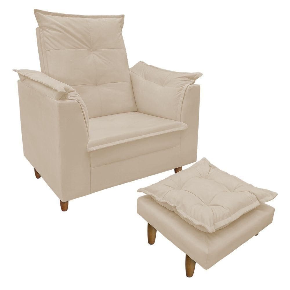 Poltrona De Amamentação Com Puff Isabella LuxoBellamado Bege