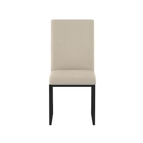 Cadeira Estofada Base De Ferro Preto Para Mesa De Jantar Bege