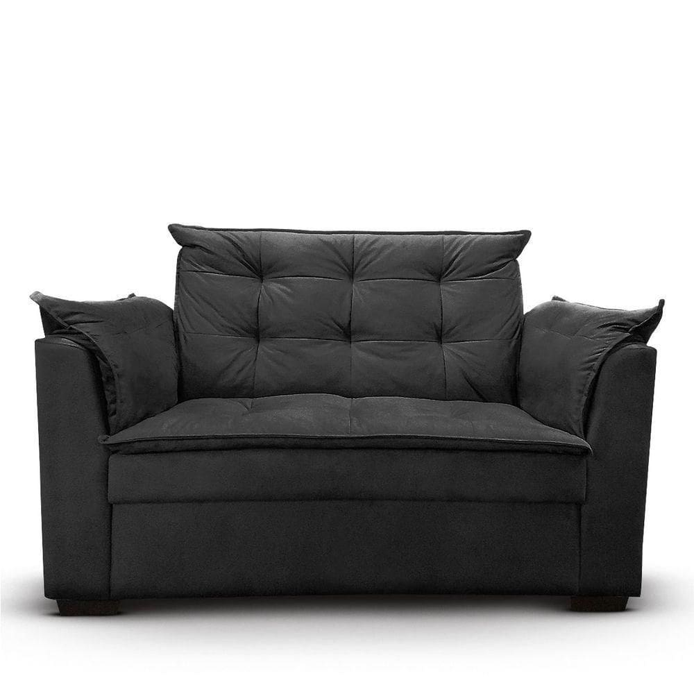 Sofá 2 Lugares Para Sala Moderno Confortável Tatiana Suede Cor:preto