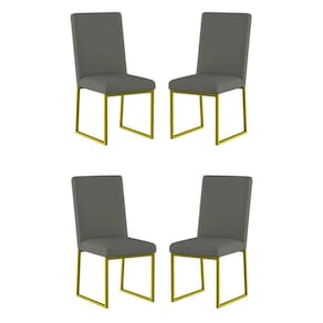 Kit 4 Cadeiras Para Mesa De Jantar Base Industrial Dourado Balaqui Cinza