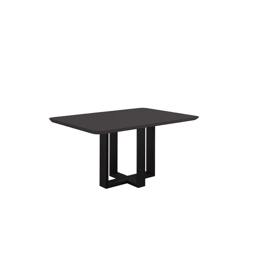 Mesa De Jantar Lisy Com Tampo De Vidro Móveis Mix Preto Stellar