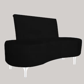 Sofá 2 Lugares Feijão Organico Pes Metal Cromados 140cm Preto