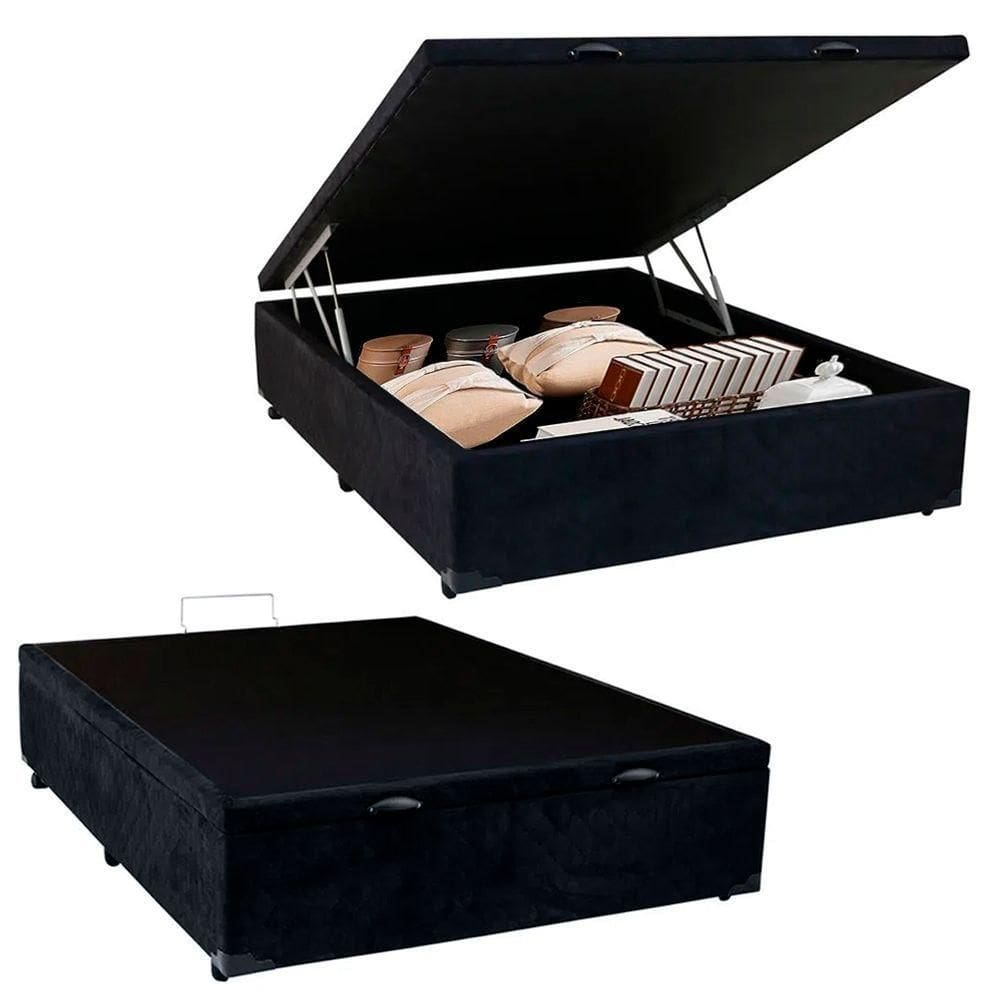 Cama Box Baú Viúva Serene Suede Preto 44x128x188