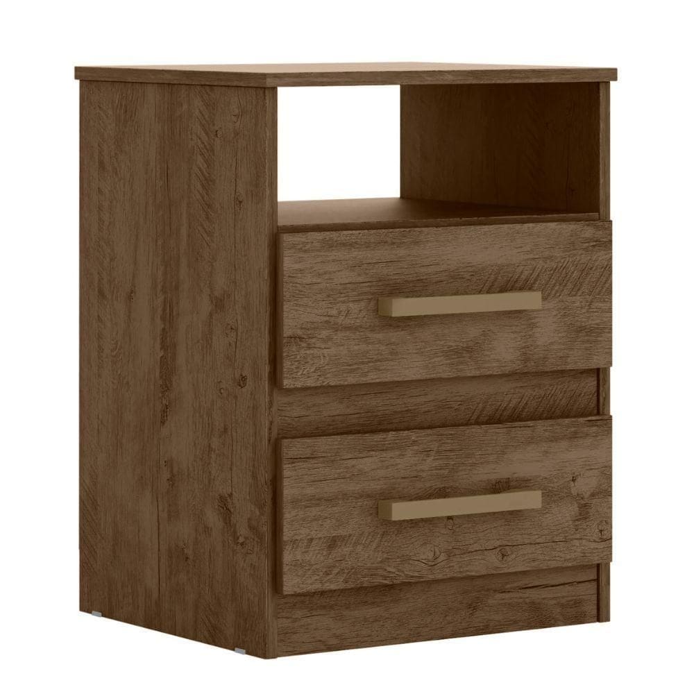 Mesa De Cabeceira Apolo 2 Gavetas Castanho Wood Moval