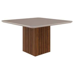 Mesa De Sala Jantar Ana + Tampo Vidro 130x130cm Savana C- Off White