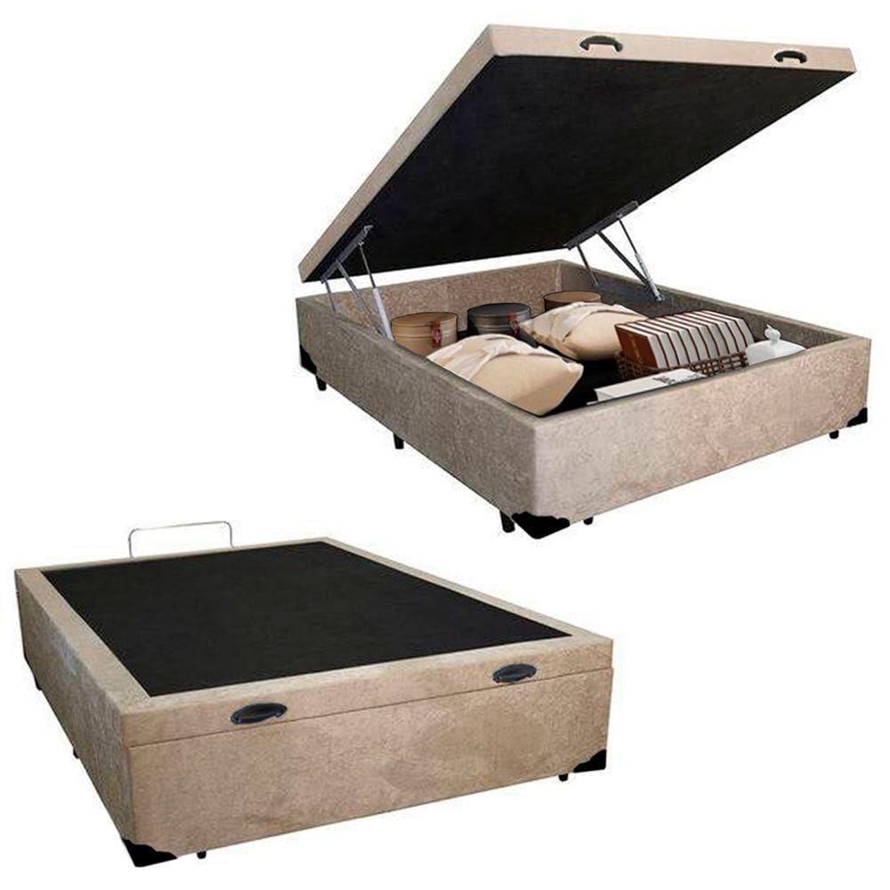 Cama Box Baú Viúva Serene Suede Bege 128x188x44