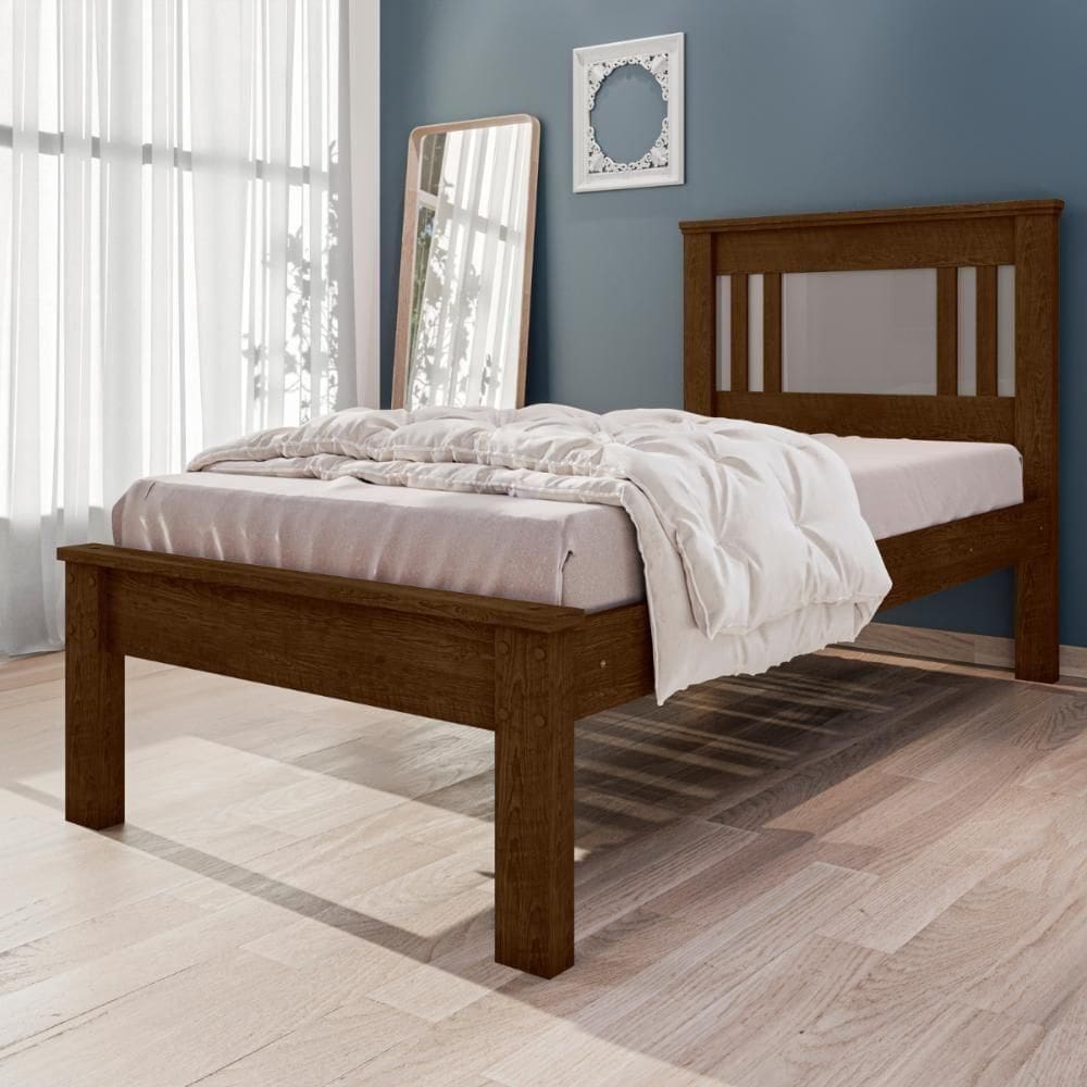 Cama De Solteiro Com Colchão Maricá Malbec Off White
