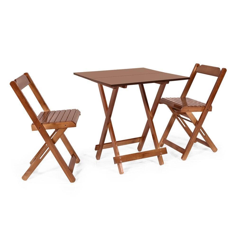 Conjunto Dobrável 70 X 70 Com 2 Cadeiras Dobráveis Imbuia - M.b Móveis