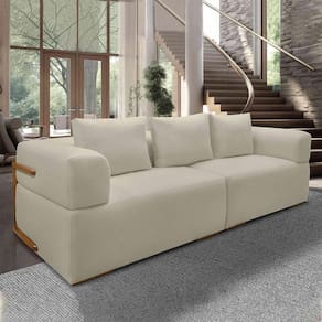 Sofá Bipartido 3 Lugares Com Almofadas Soltas 240cm Nuuk Linho Off White