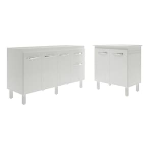 Balcão Armário Gabinete Para Pia 138 Cm Camila E Balcão Para Microondas Ou Forno Elétrico Jane Branco
