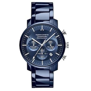 Relógio Masculino De Quartzo Multifuncional Em Aço Inoxidável à Prova D`água Azul Prata