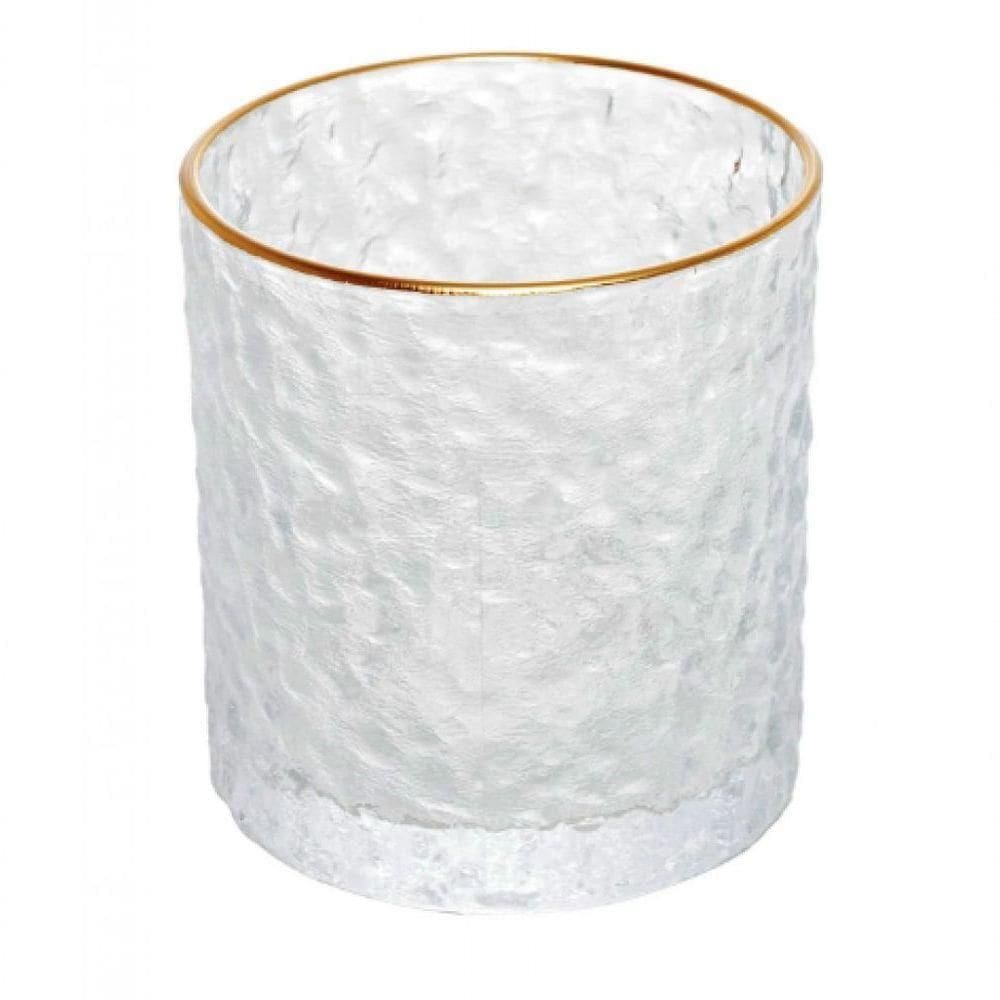 Kit 2 Copo Whisky Cristal Borda Dourada 340 Ml - Lyor