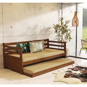 Sofá Cama Enjoy em Madeira Moderno - Imbuia