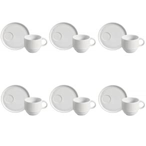 Conjunto De Xícara De Chá Empilhável Com Pires 06 Peças Linhas New White Porto Brasil