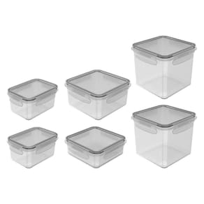 Conjunto De Potes Organizadores De Geladeira Click Retangular 6 Peças Transparente Ou