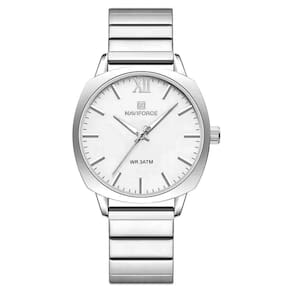 Relógio De Pulso Quartzo Em Aço Inoxidável Feminino Impermeavel Casual Branco