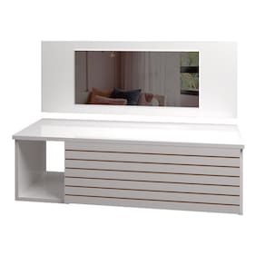Penteadeira Suspensa Com Painel Espelho Gaveta E Nicho Organizador Maquiagem 90 Cm Branco Mobília Decor