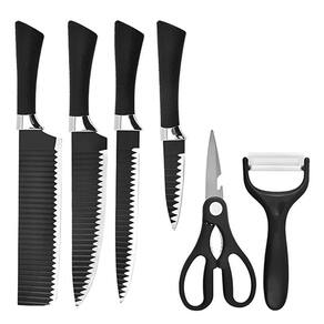 Conjunto 6 Peças Facas Profissionais Com Tesoura E Cutelo Para Cozinha E Churrasco
