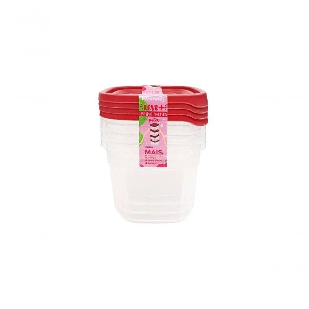 Kit 4 Potes Linha Mais 530ml Vermelho Escuro