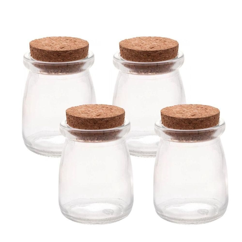 Kit 4 Porta Mantimento De Vidro Com Rolha 250ml - Lyor