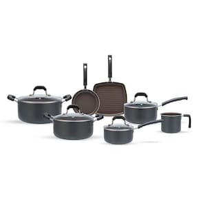 Jogo De Panelas Brinox Antiaderente Ceramic Life 7 Peças Fine Cinza Cinza Escuro
