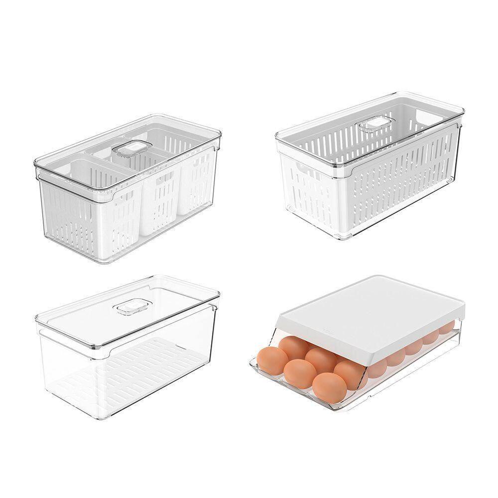 Kit Organizador De Geladeira Clear Fresh 4 Peças Transparente Ou