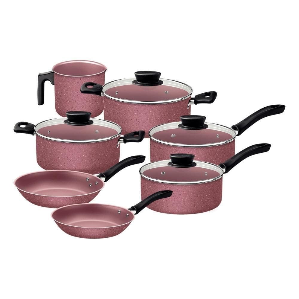 Jogo De Panelas 7 Peças Linz Cores Antiaderente Tramontina Rosa