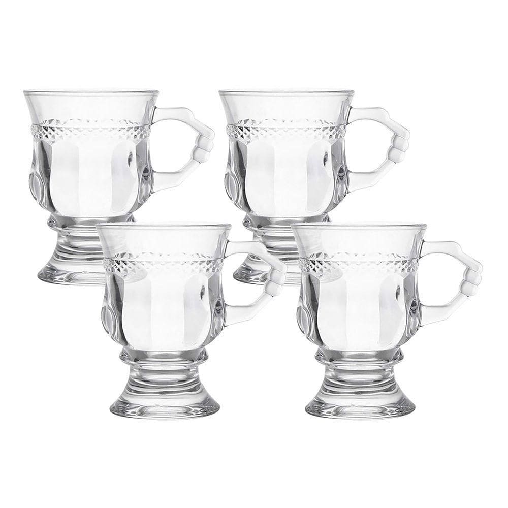 Jogo 4 Caneca De Café 117ml Hanover Vidro Cristalino Transparente Xícara Em Casa Tem