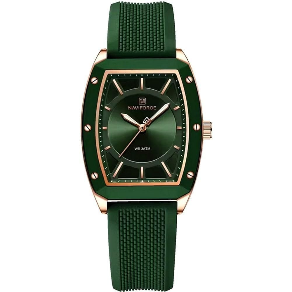 Relógio De Quartzo Para Mulheres Design Tonneau Esportivo Simples Verde