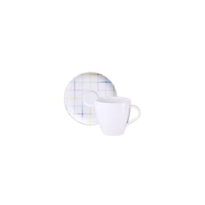 Conjunto Xícara E Pires De Chá Tramontina Sweet Color Em Porcelana Decorada 200 Ml 2 Piezas