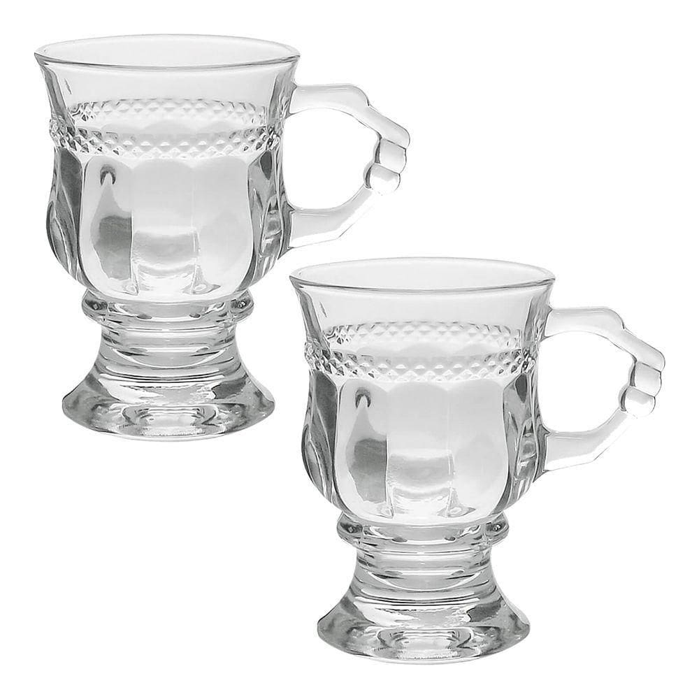 Jogo 2 Caneca De Café 117ml Hanover Vidro Cristalino Transparente Xícara Em Casa Tem