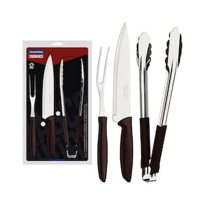 Kit para Churrasco Tramontina Plenus Aço Inox eCabos de Polipropileno Marrom 3 Peças
