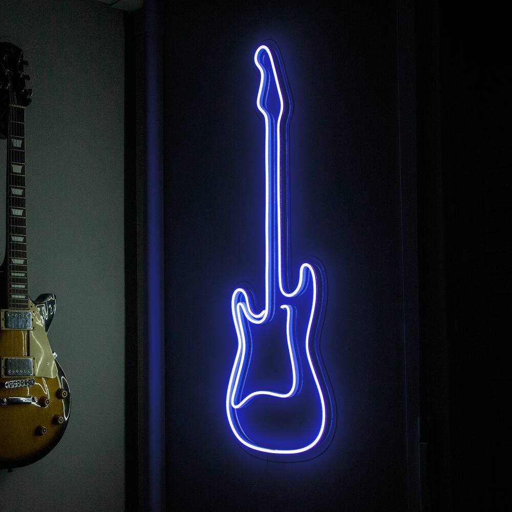 Painel Luminoso Criativo GUITARRA - Neon LED - AZUL