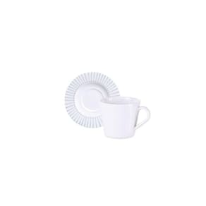 Conjunto Xícara E Pires De Chá Tramontina Monocroma Em Porcelana Decorada 185 Ml 2 Peças