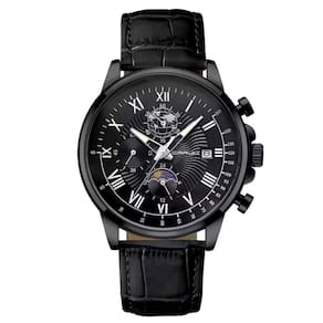 Relógio Clássico Masculino Sun Moon Quartzo Casual Impermeável 3atm Preto