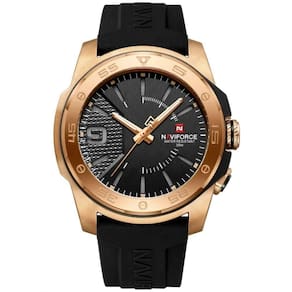 Relógio Quartzo Display Luminoso Esportivo A Prova água Pulseira De Silicone 5atm Preto Dourado