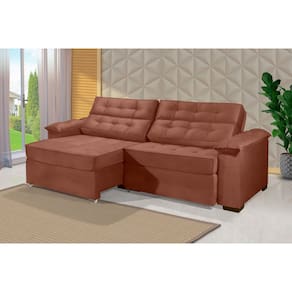 Sofá Retrátil e Reclinável 2,30m ESTILO ESTOFADOS - PARIS 2 módulos com Velusoft D33 "TERRACOTA"