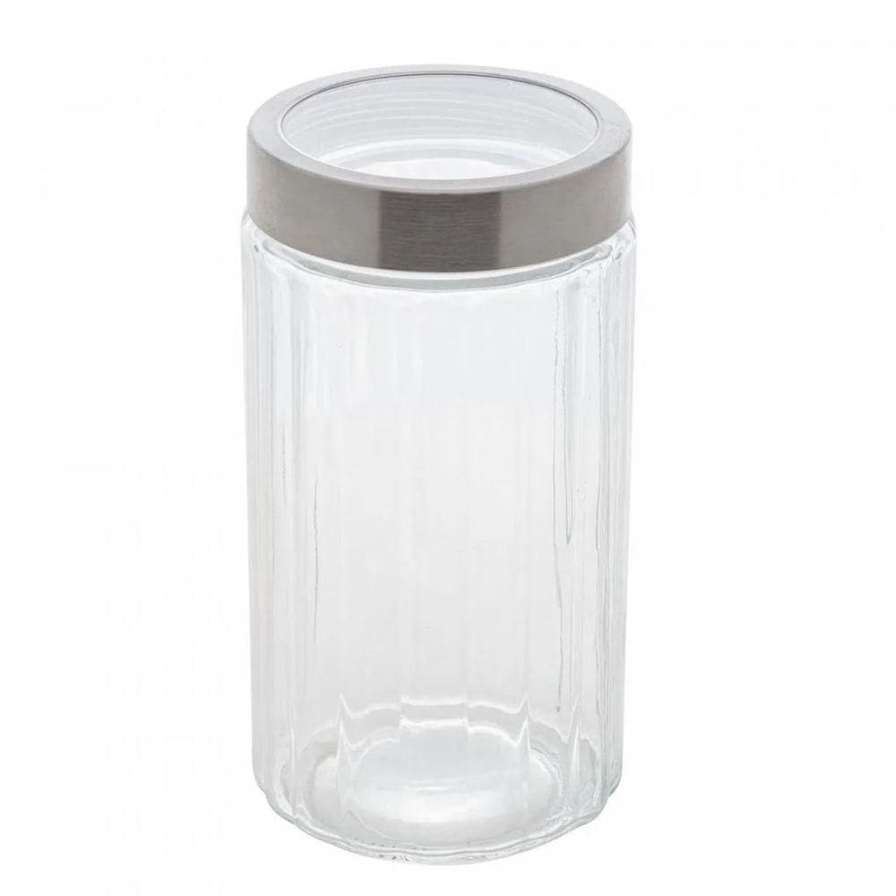 Porta Mantimento De Vidro Com Tampa De Aço Inox E Acrílico Sydney 1,6l - Lyor