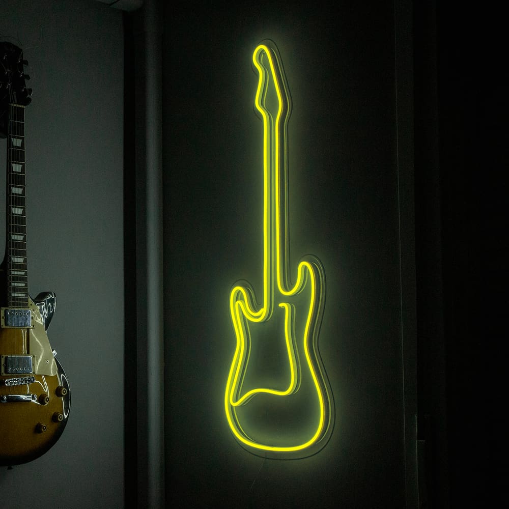 Painel Luminoso Criativo GUITARRA - Neon LED - AMARELO