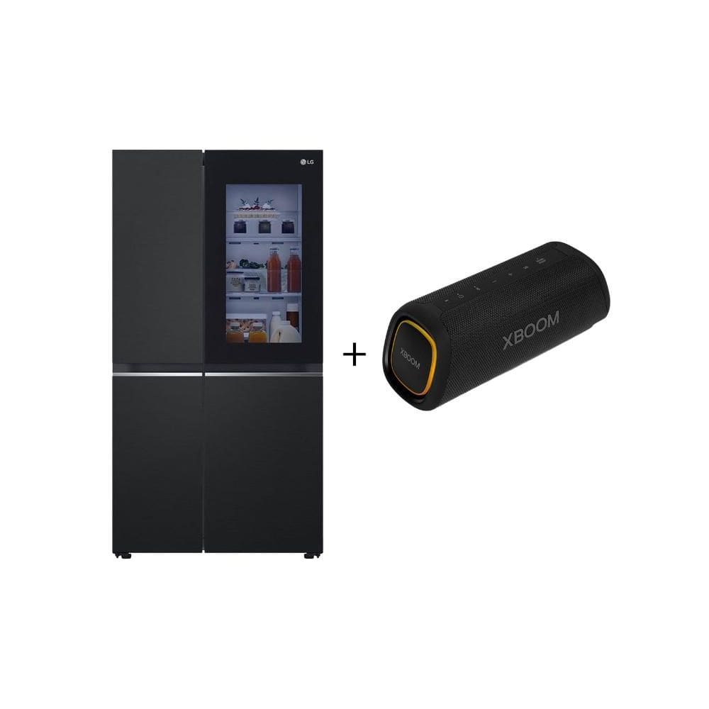Combo Geladeira Smart LG Inverter Side by Side InstaView 110V + Caixa de Som XBOOM XG7S