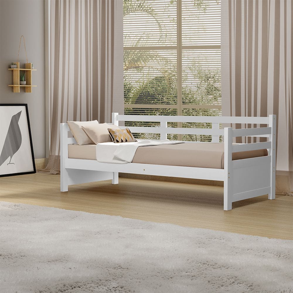 Sofá Cama Vintage Enjoy Mona em Madeira Branco Acompanha Nicho